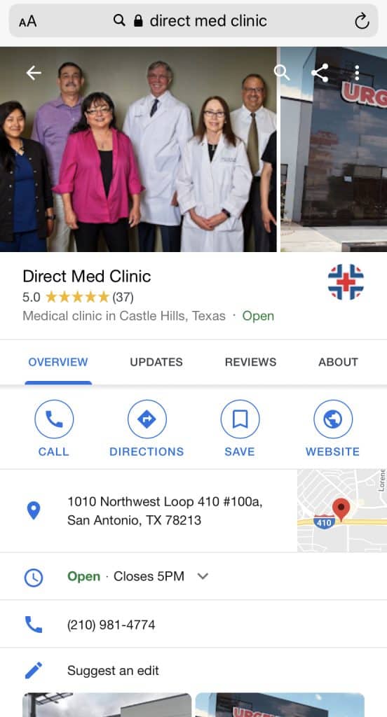 Direct Med Clinic reviews on Google My Business