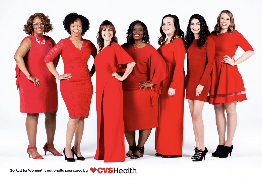 Women wearing red for Go Red for Women nationally sponsored by CVS Health